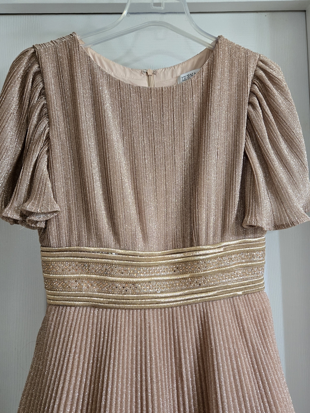 Ieena For Mac Duggal Gold Shimmer Formal Gown Size 4 - Picture 2 of 12